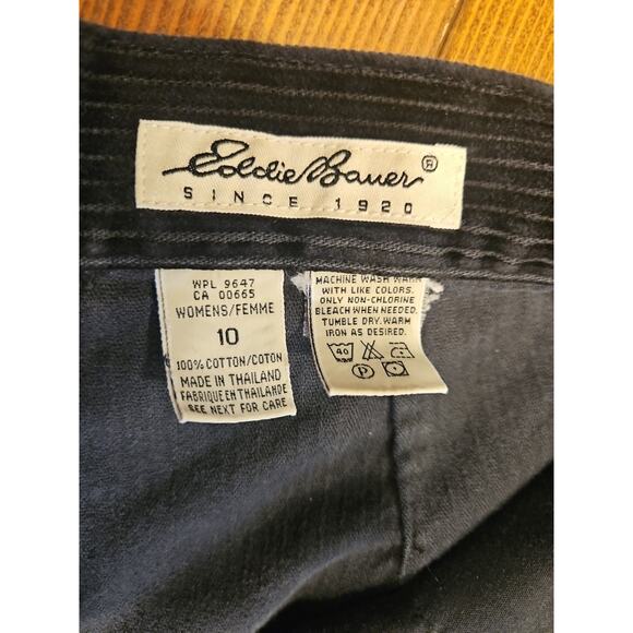 2 Womens Eddie Bauer Pleated Corduroy High Waisted Pants Black And Beige Size 10 - Picture 7 of 12